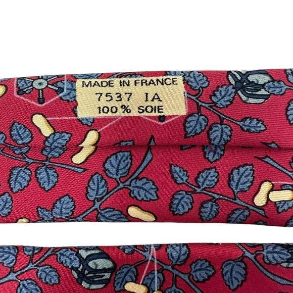 Rare Hermes Vintage‎ Leaf Vines Peanuts Gift Boxes Silk Whimsical Novelty Tie - Picture 7 of 8
